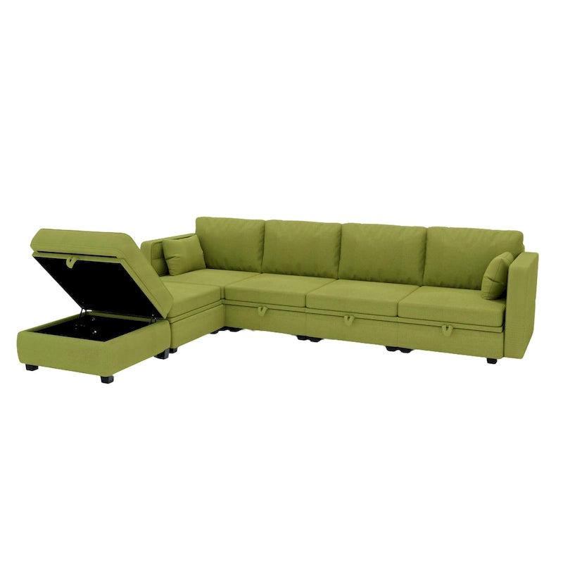 Modular U-shaped adjustable sectional sofa with reversible chains and storage seats-15