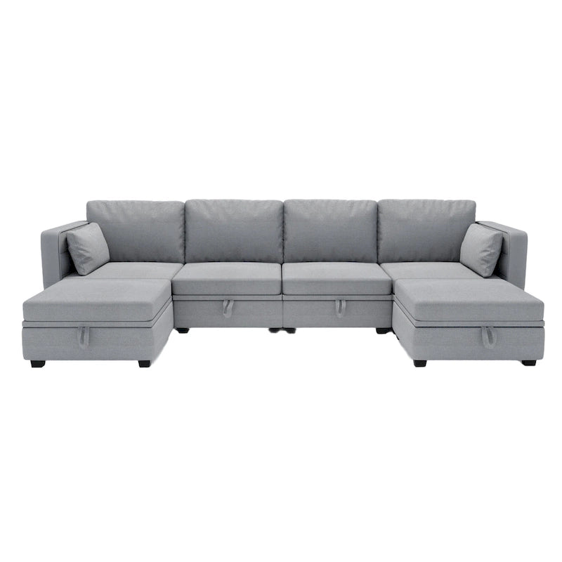 Modular U-shaped adjustable sectional sofa with reversible chains and storage seats-18