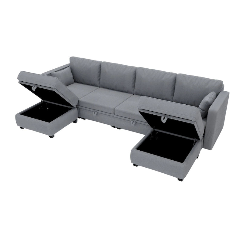 Modular U-shaped adjustable sectional sofa with reversible chains and storage seats-20