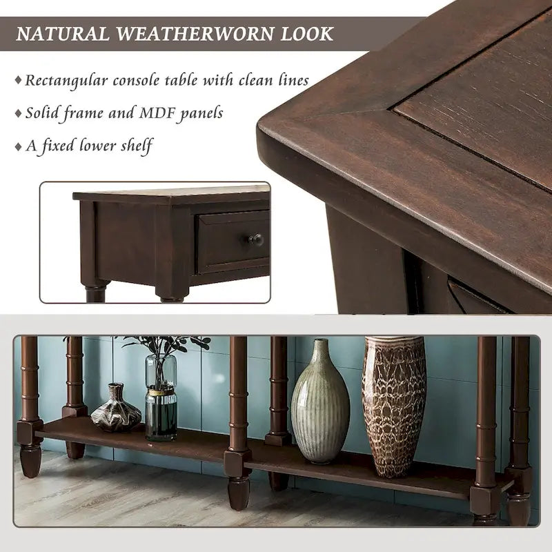 Console Table Sofa Table with Two Storage Drawers-3