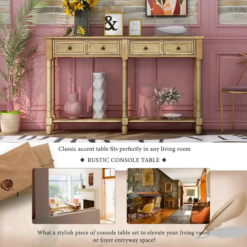 Console Table Sofa Table with Two Storage Drawers-9