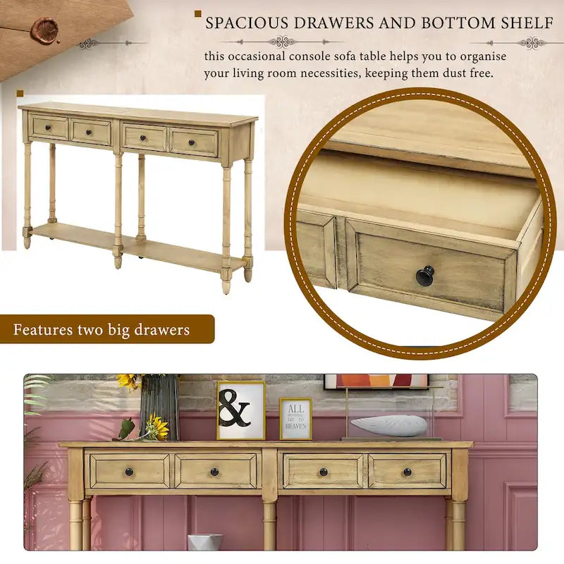 Console Table Sofa Table with Two Storage Drawers-10
