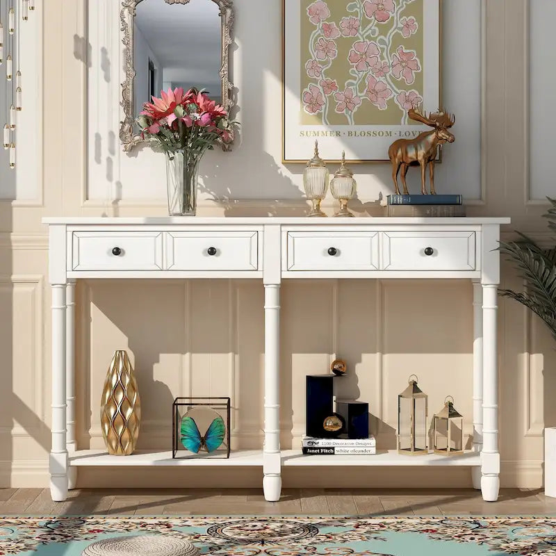 Console Table Sofa Table with Two Storage Drawers-11