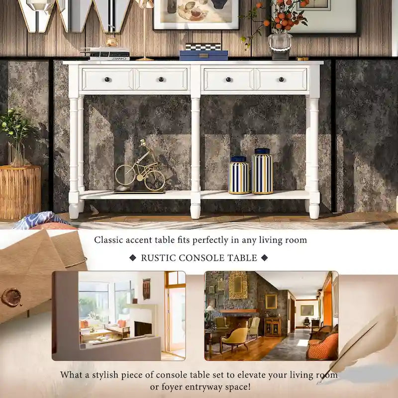 Console Table Sofa Table with Two Storage Drawers-13