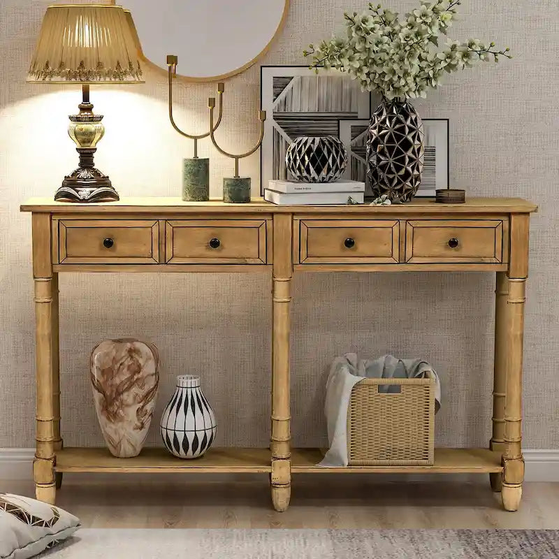 Console Table Sofa Table with Two Storage Drawers-17