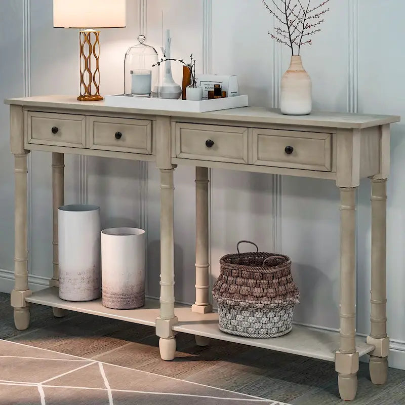 Console Table Sofa Table with Two Storage Drawers-27