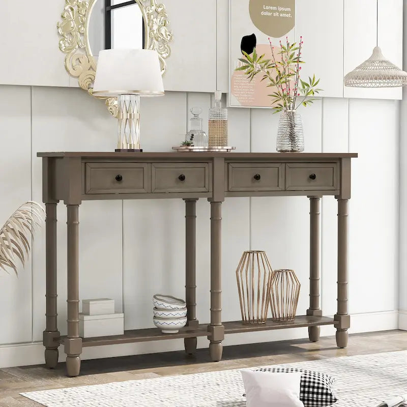 Console Table Sofa Table with Two Storage Drawers-28