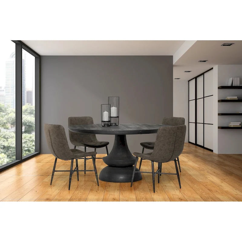 Crossman Grey Solid Wood Round Dining Table-6