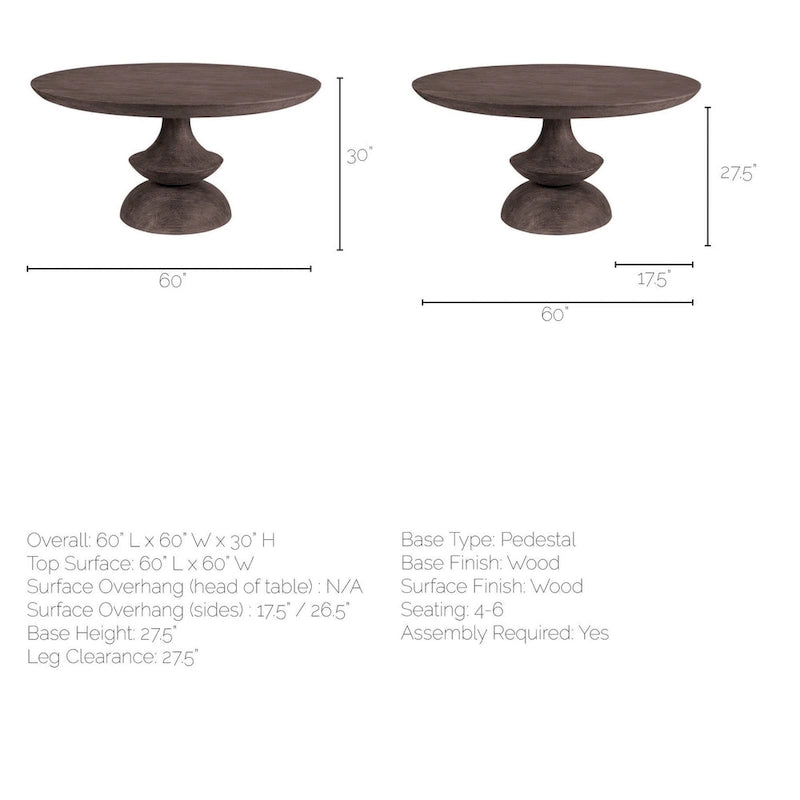 Crossman Grey Solid Wood Round Dining Table-8