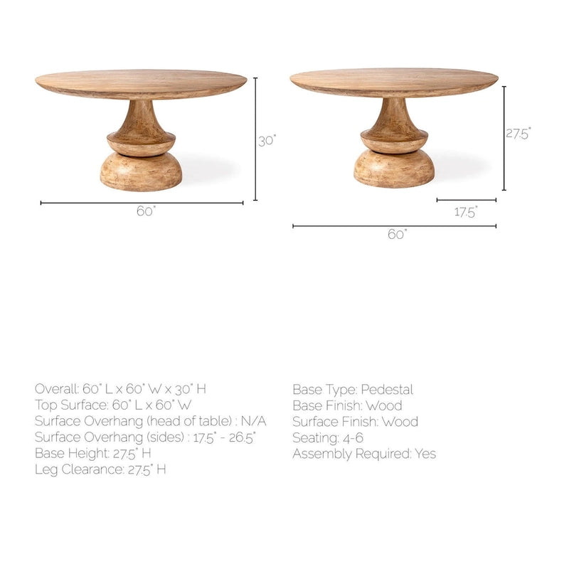 Crossman Grey Solid Wood Round Dining Table-15