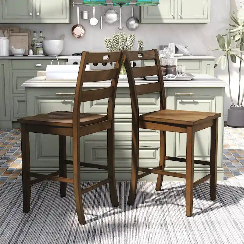 Rangel Rustic Wood Ladder Back Counter Height Chairs by Furniture of America (Set of 2)-22