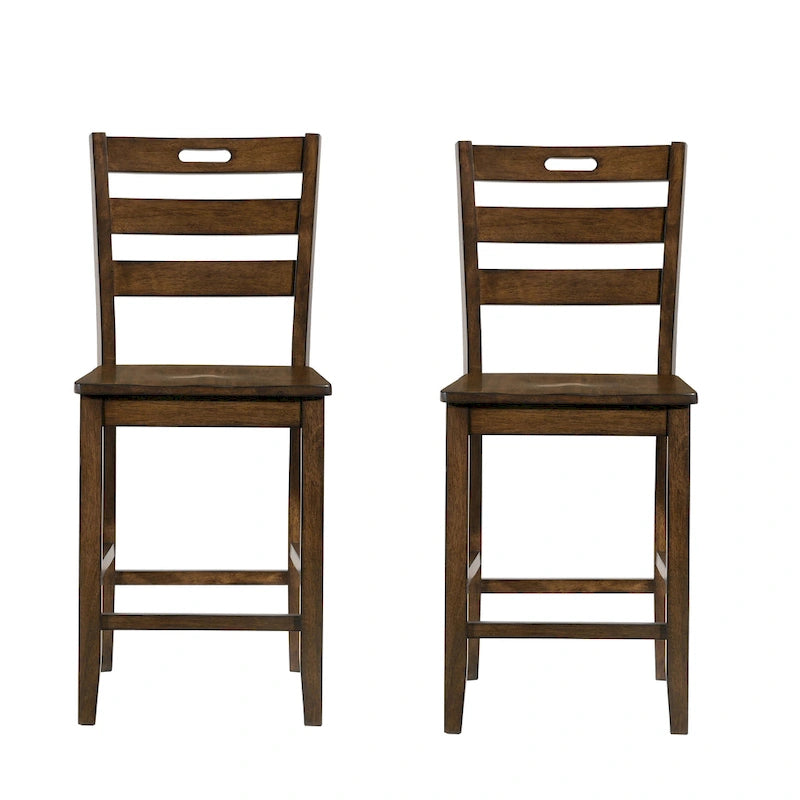 Rangel Rustic Wood Ladder Back Counter Height Chairs by Furniture of America (Set of 2)-4