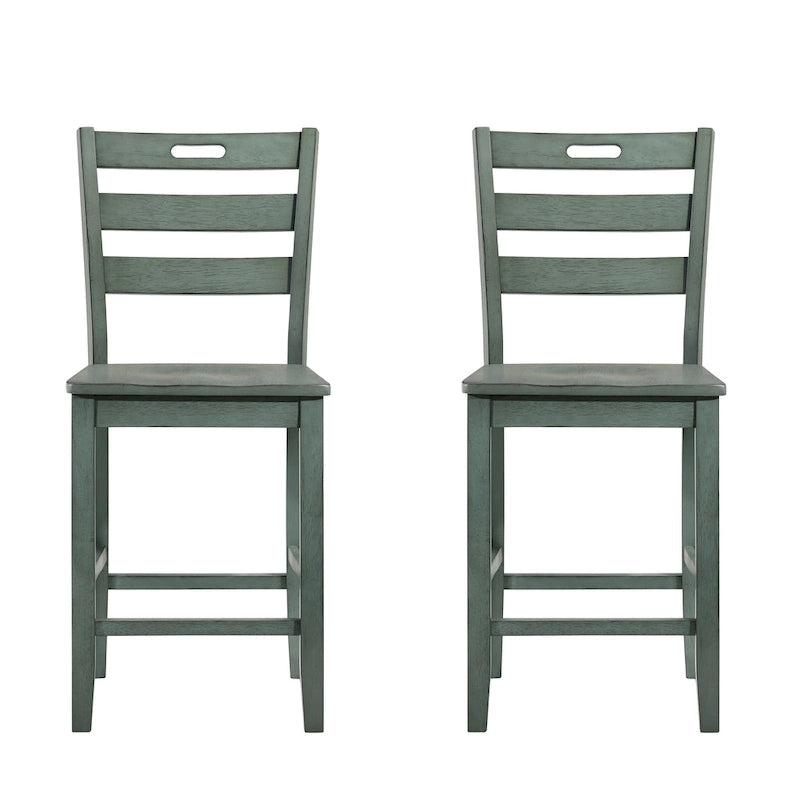 Rangel Rustic Wood Ladder Back Counter Height Chairs by Furniture of America (Set of 2)-5