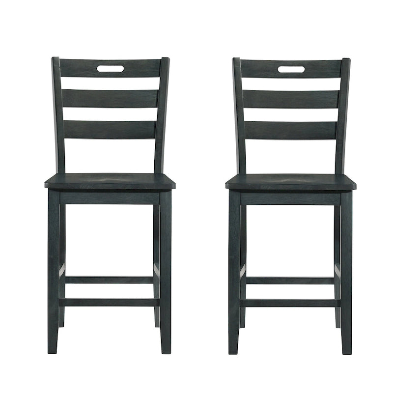 Rangel Rustic Wood Ladder Back Counter Height Chairs by Furniture of America (Set of 2)-6