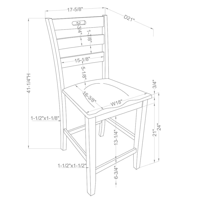 Rangel Rustic Wood Ladder Back Counter Height Chairs by Furniture of America (Set of 2)-7