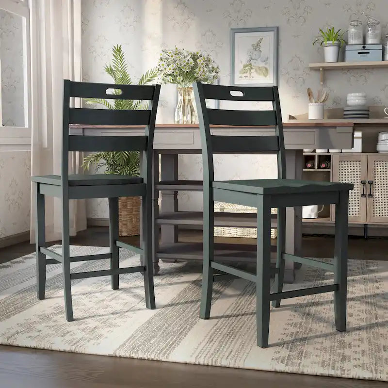 Rangel Rustic Wood Ladder Back Counter Height Chairs by Furniture of America (Set of 2)-8