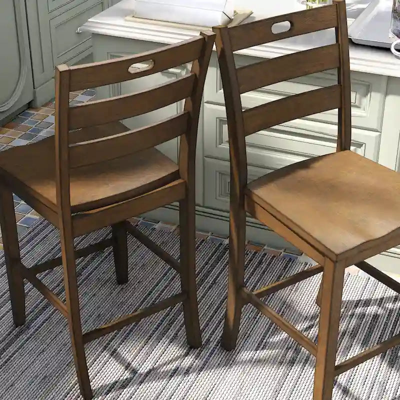Rangel Rustic Wood Ladder Back Counter Height Chairs by Furniture of America (Set of 2)-13