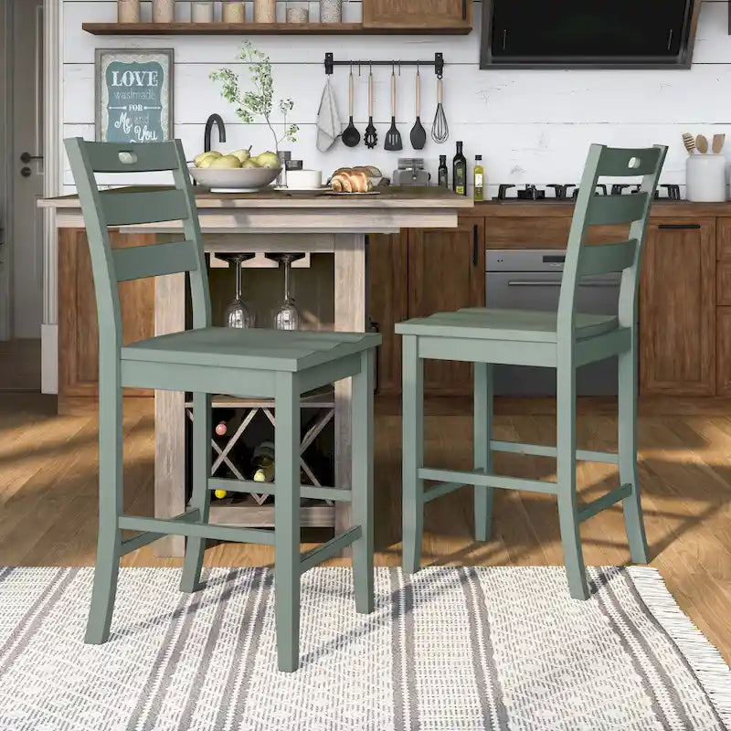 Rangel Rustic Wood Ladder Back Counter Height Chairs by Furniture of America (Set of 2)-16