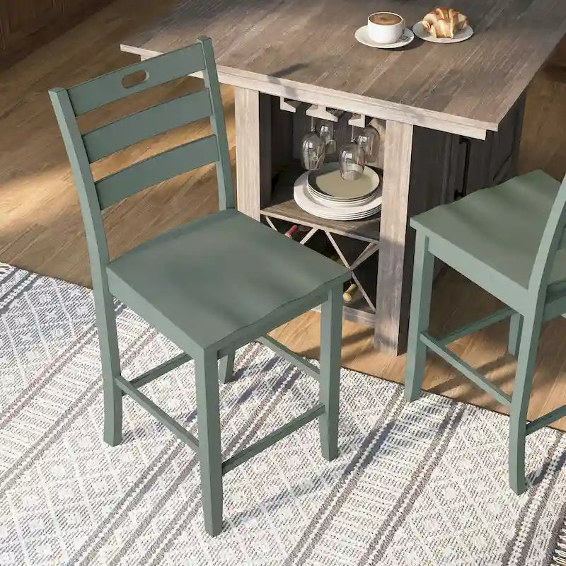 Rangel Rustic Wood Ladder Back Counter Height Chairs by Furniture of America (Set of 2)-17