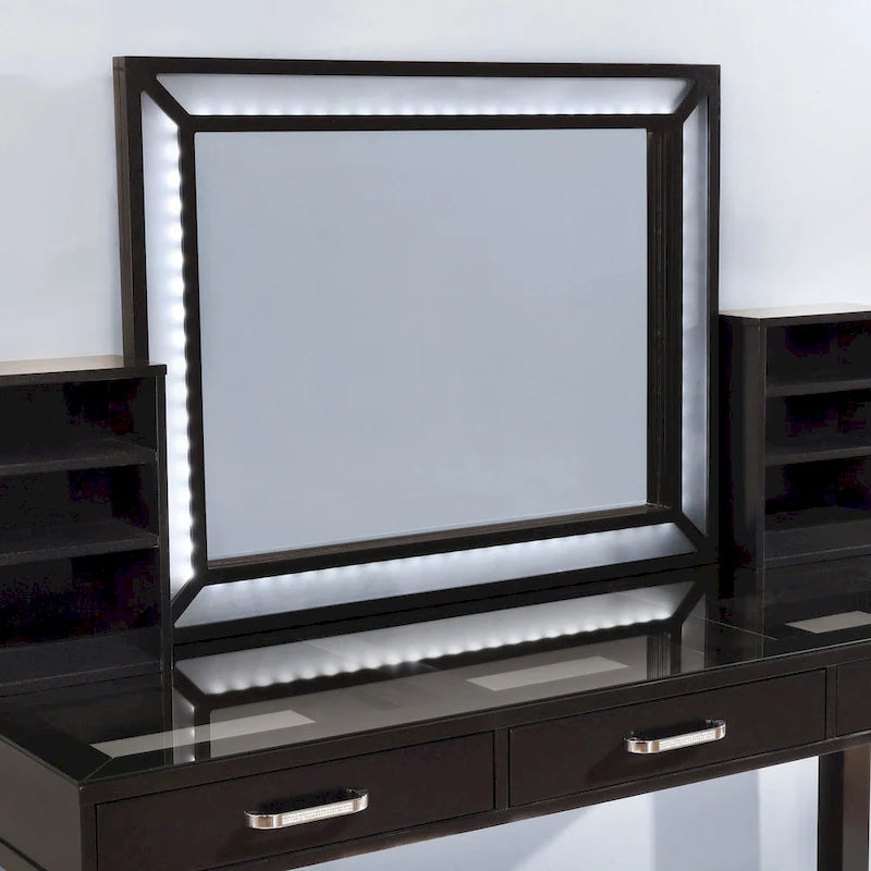 Furniture of America Wres Contemporary Solid Wood LED Light 3-Piece Makeup Vanity Set-2