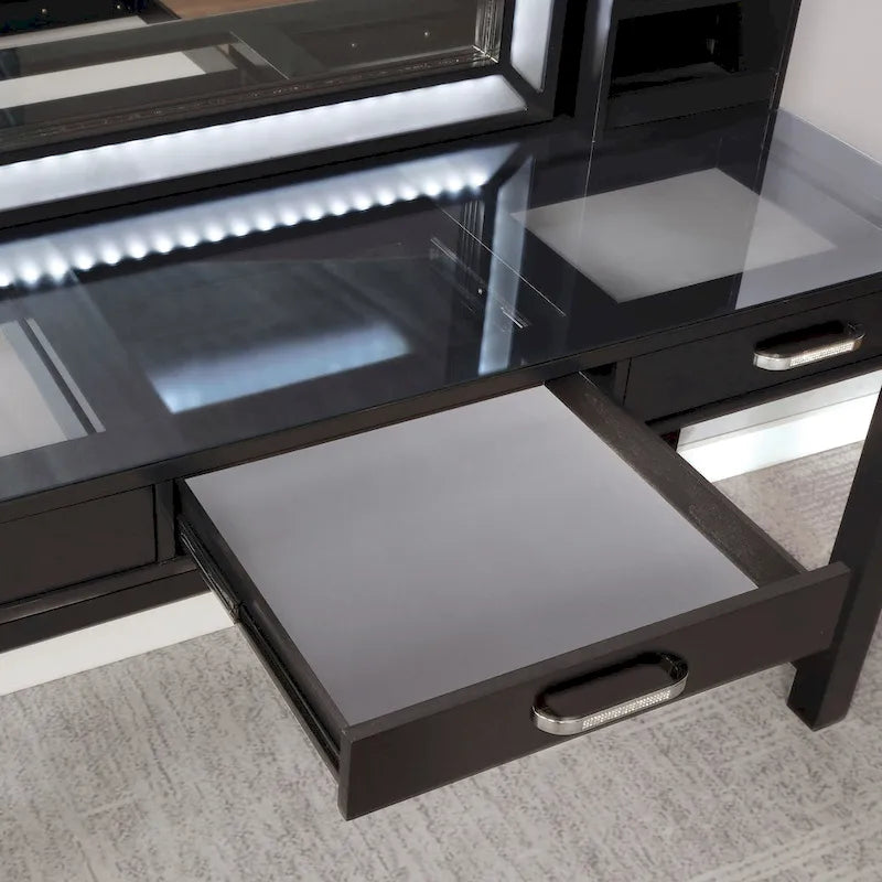 Furniture of America Wres Contemporary Solid Wood LED Light 3-Piece Makeup Vanity Set-4