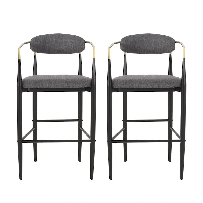 Elmore Fabric and Iron 30 Inch Barstools (Set of 2) by Christopher Knight Home-4