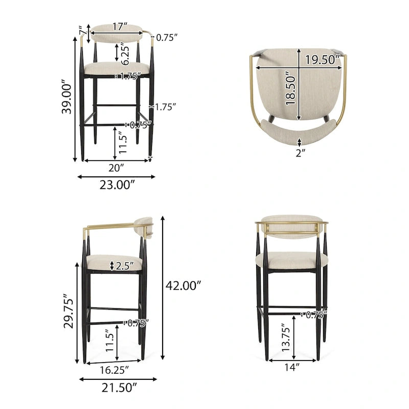 Elmore Fabric and Iron 30 Inch Barstools (Set of 2) by Christopher Knight Home-8