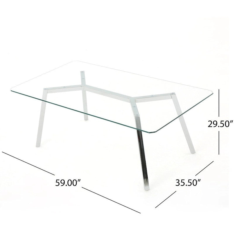Zavier Rectangle Glass Dining Table by Christopher Knight Home-5
