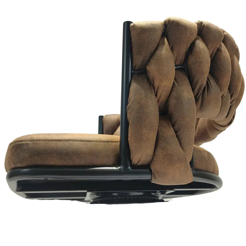 2 Woven Bar Stool,Black Legs No Adjustable Chairs,360 Swivel Upholstered Bar Chair Counter Stool Arm Chairs With Back Footrest-8