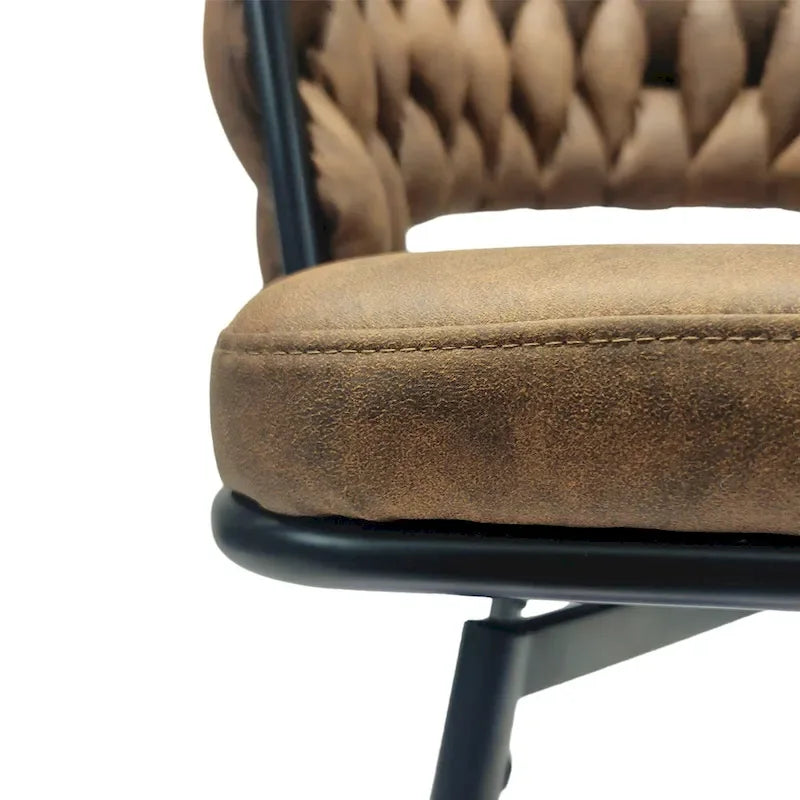 2 Woven Bar Stool,Black Legs No Adjustable Chairs,360 Swivel Upholstered Bar Chair Counter Stool Arm Chairs With Back Footrest-10