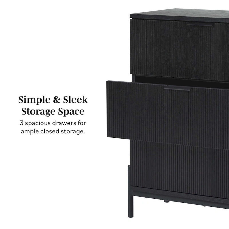 Middlebrook Designs Three Drawer Chest with Reeded Drawer Fronts