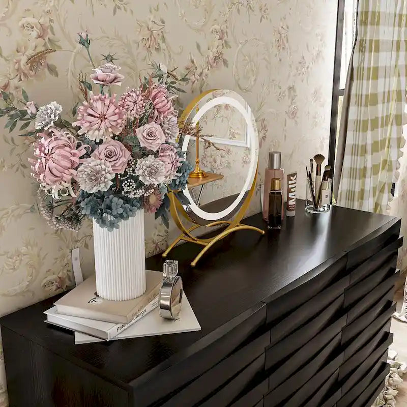 Elegant Black Buffet Cabinet Spacious Storage Organizer Dresser-2