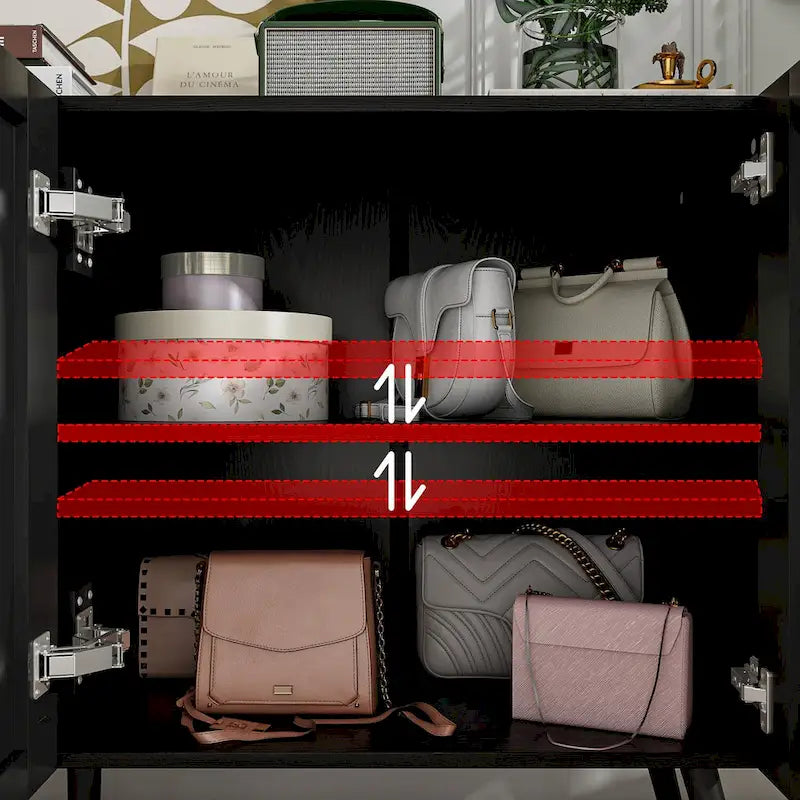 Elegant Black Buffet Cabinet Spacious Storage Organizer Dresser-12