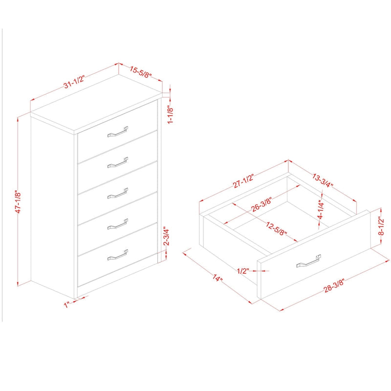 Greer Rustic Walnut and Black Bar 5-Drawer Chest by Furniture of America-2