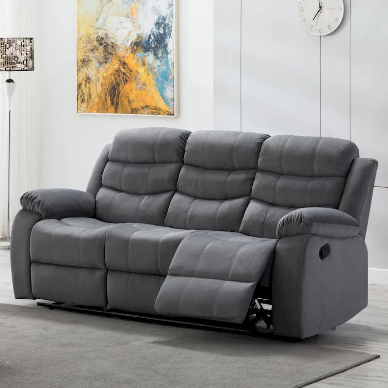 Jim Grey Upholstered Reclining Living Room Sofa