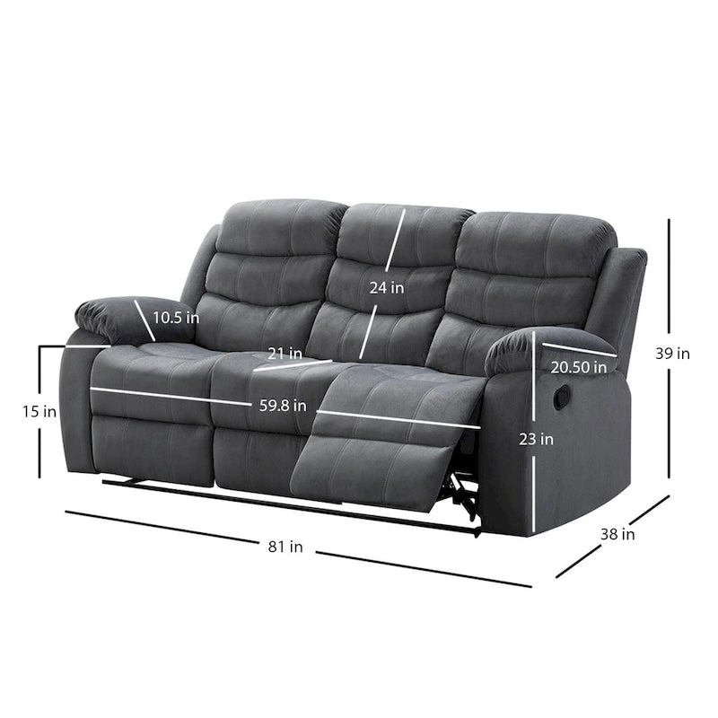 Jim Grey Upholstered Reclining Living Room Sofa-3