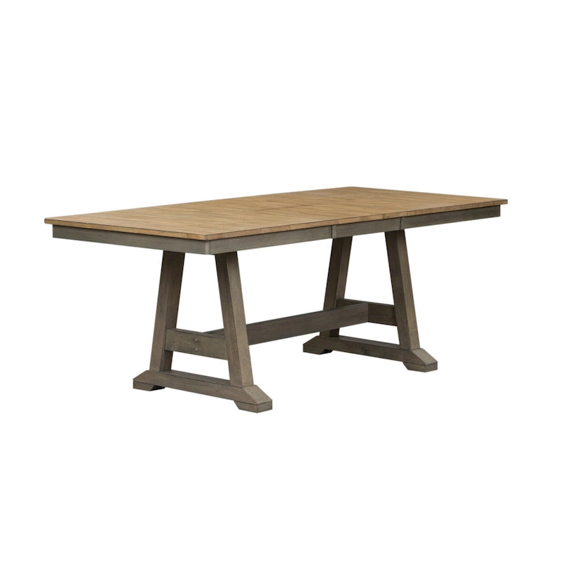 Lindsey Farm Gray and Sandstone 5 Piece Trestle Table Set-2