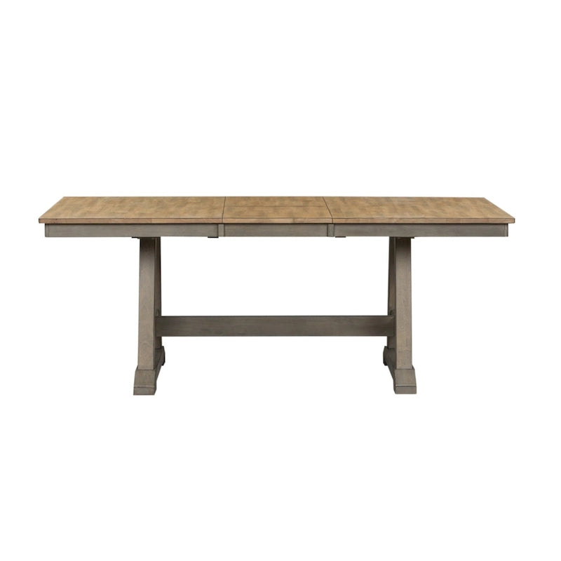 Lindsey Farm Gray and Sandstone 5 Piece Trestle Table Set-10