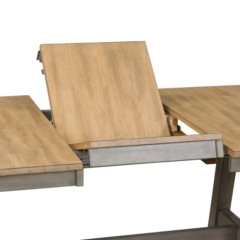 Lindsey Farm Gray and Sandstone 5 Piece Trestle Table Set-15