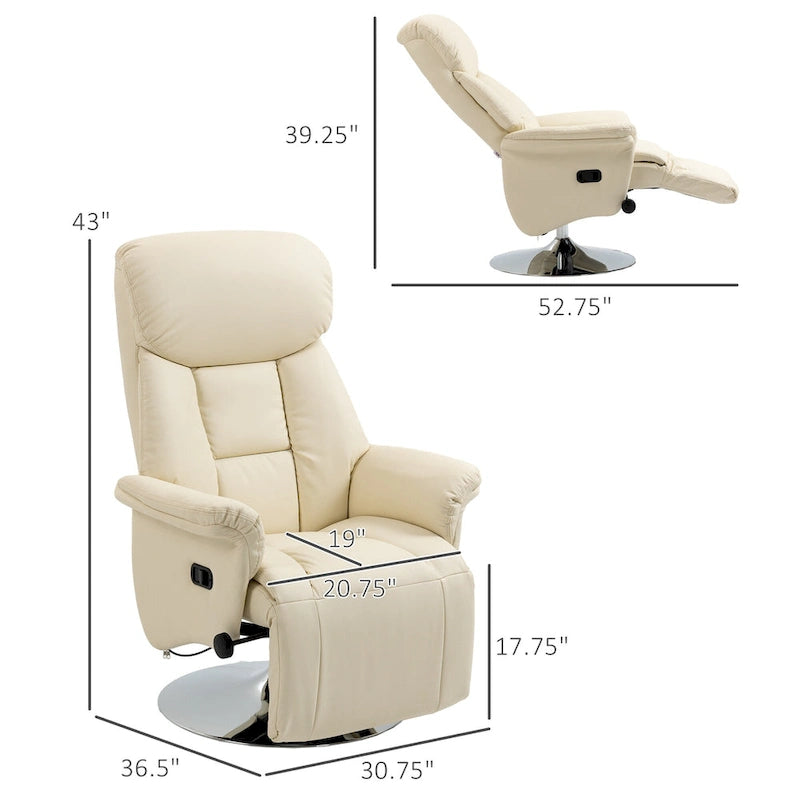 HOMCOM Manual Recliner Chair for Adults, Adjustable Swivel Recliner with Footrest, Padded Arms-3