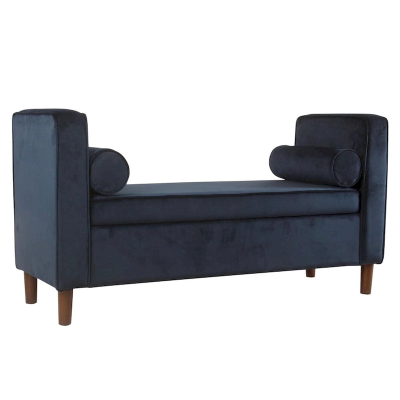 Carson Carrington Hamn Velvet Storage Bench - Dark Navy-2