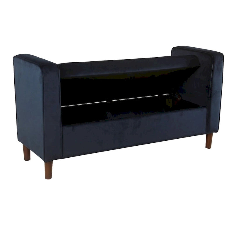 Carson Carrington Hamn Velvet Storage Bench - Dark Navy-3