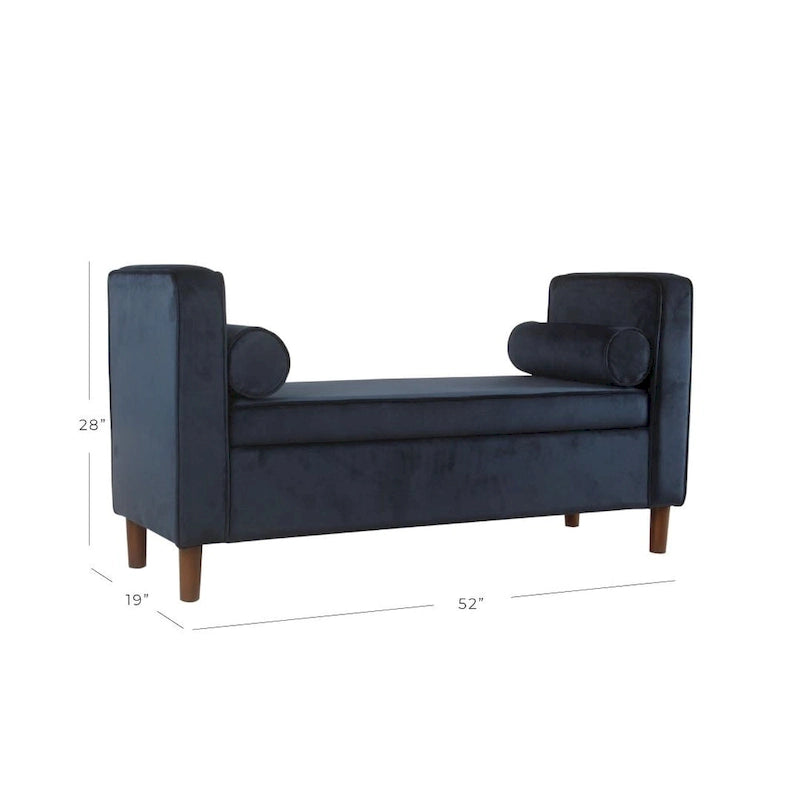 Carson Carrington Hamn Velvet Storage Bench - Dark Navy-11