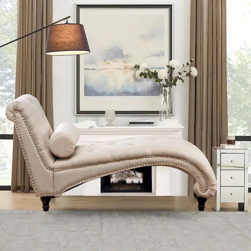 Chaise Lounge Chair Indoor Recliner Leisure Living Room Chair Rest Sofa Couch Armless with Lumber Pillow for Bedroom