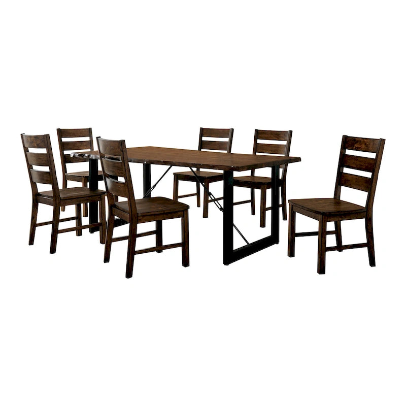 Mass Rustic Walnut Solid Wood 7-Piece Dining Set by Furniture of America-3
