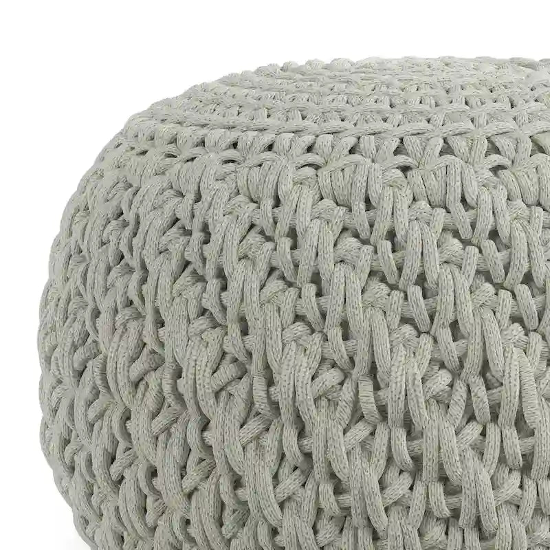 WYNDENHALL Cora Round Knitted Pouf in Light Grey Recycled PET Polyester-3