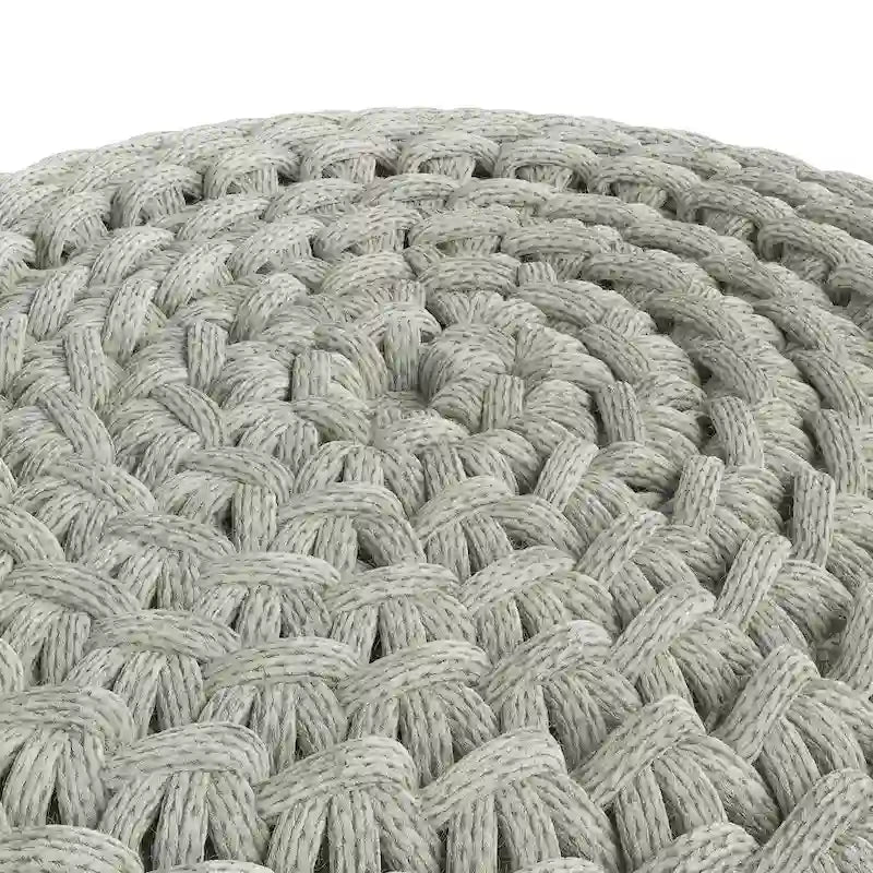 WYNDENHALL Cora Round Knitted Pouf in Light Grey Recycled PET Polyester-4