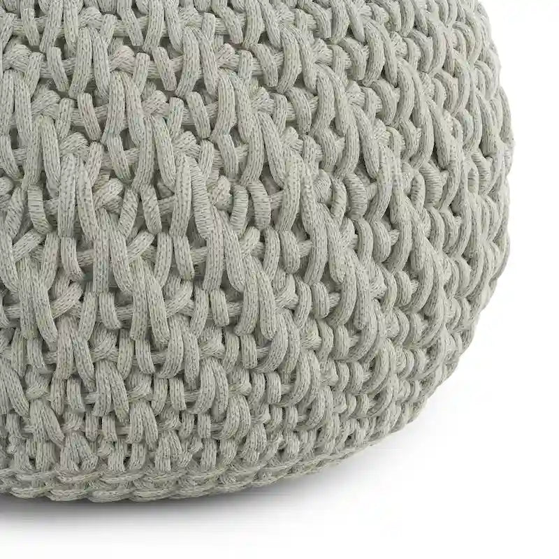 WYNDENHALL Cora Round Knitted Pouf in Light Grey Recycled PET Polyester-5