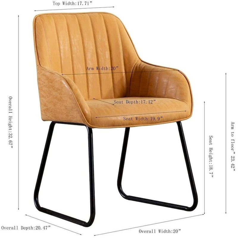 Home Beyond Synthetic Leather Dining Chairs Set of 2, Yellow Tan-7