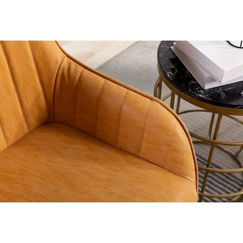 Home Beyond Synthetic Leather Dining Chairs Set of 2, Yellow Tan-9